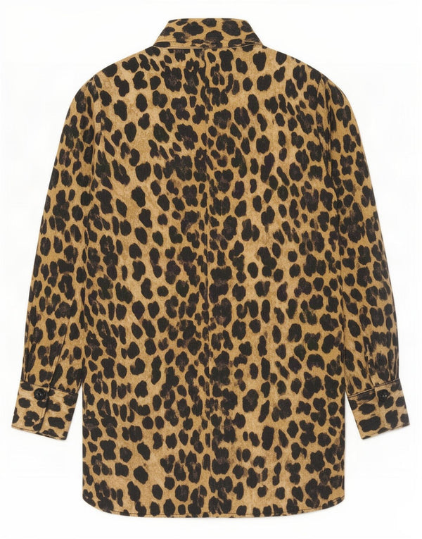 Zara Dame Langærmet Skift Kjole UK 10 Small Brown Animal Print