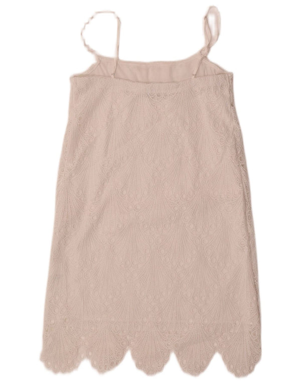 Zara Dame Solkjole UK 8 Small White Floral Polyester