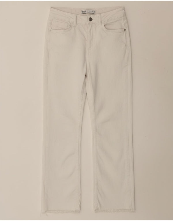 Zara Womens Crop Straight Jeans EU 36 XS W26 L25 White