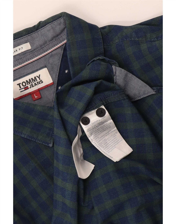 Tommy Hilfiger Herre Regular Fit Skjorte Large Blue Gingham Cotton