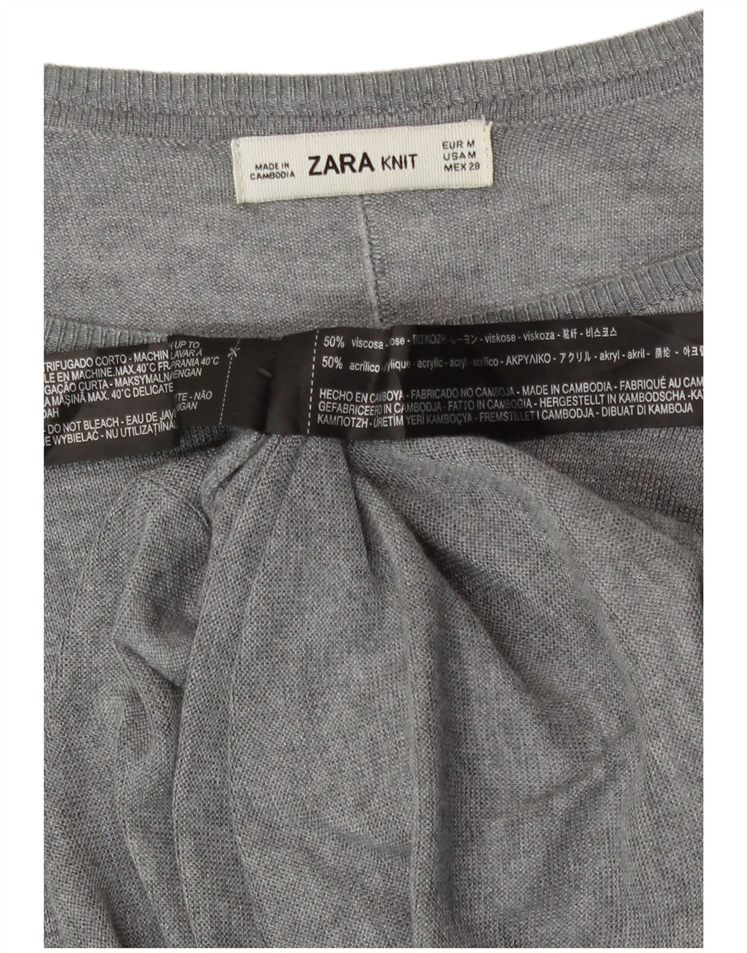 Zara Dame Boat Neck Jumper Sweater UK 14 Medium Grey Viscose