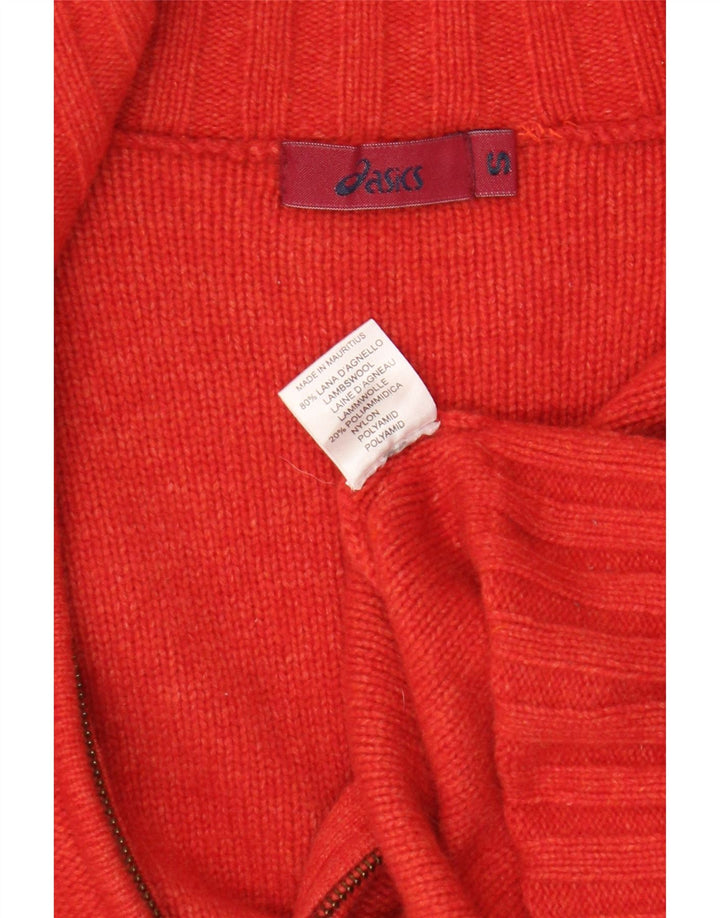 Asics Dame Cardigan Sweater UK 10 Small Red Colourblock Lammeuld