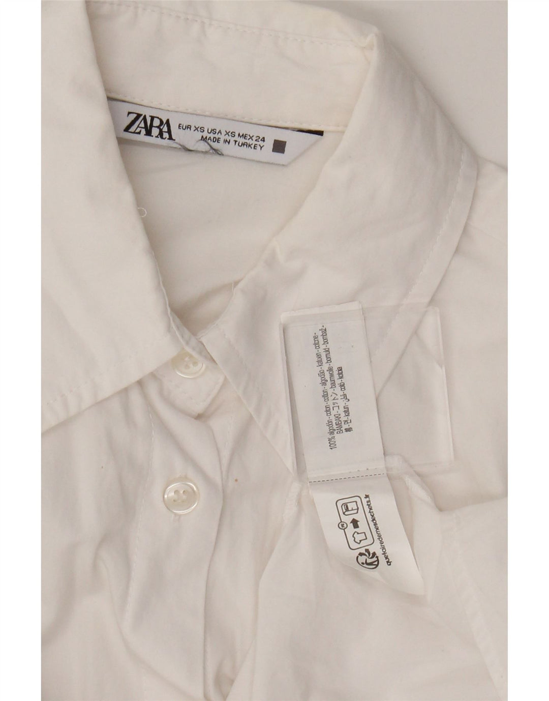 Zara oversize skjorte til kvinder UK 6 XS hvid bomuld