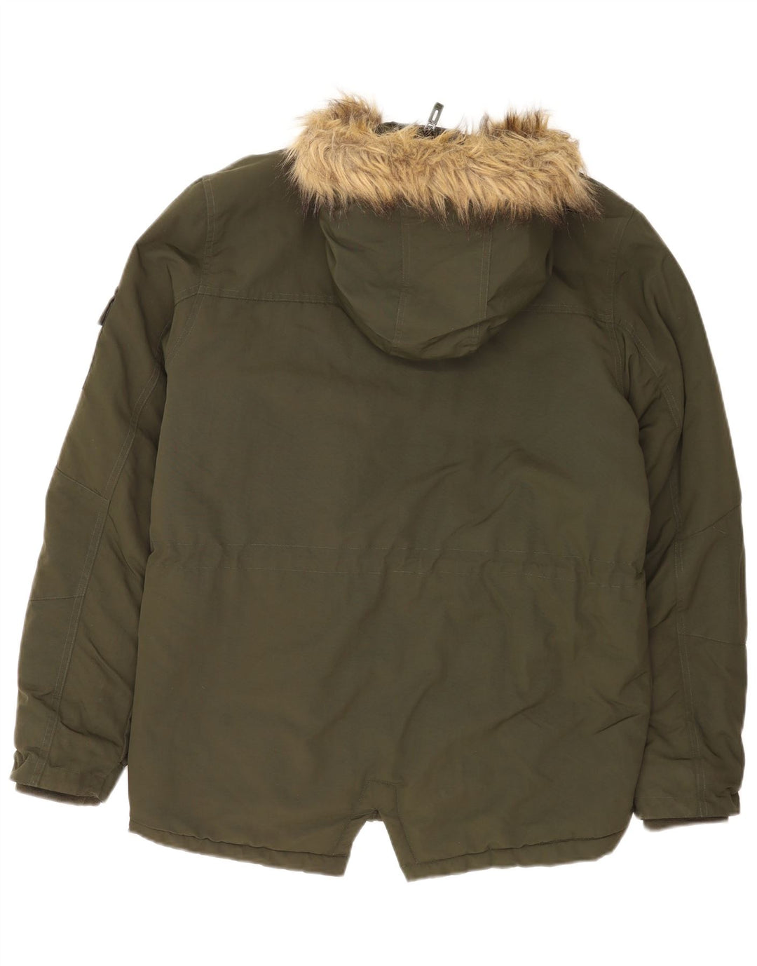 Ellesse Herre Hooded Parka Jacket UK 38 Medium Khaki Nylon