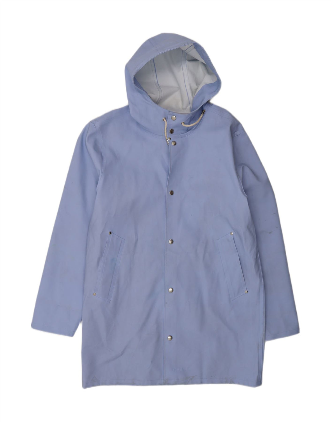 Stutterheim Regnfrakke med hætte til mænd UK 40 Stor blå bomuld