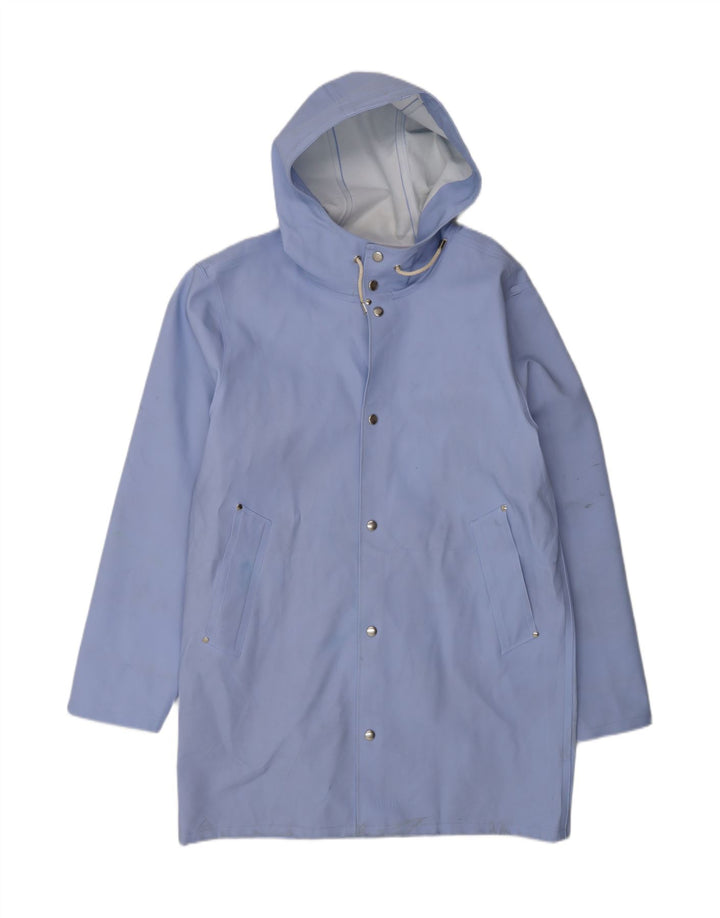 Stutterheim Regnfrakke med hætte til mænd UK 40 Stor blå bomuld