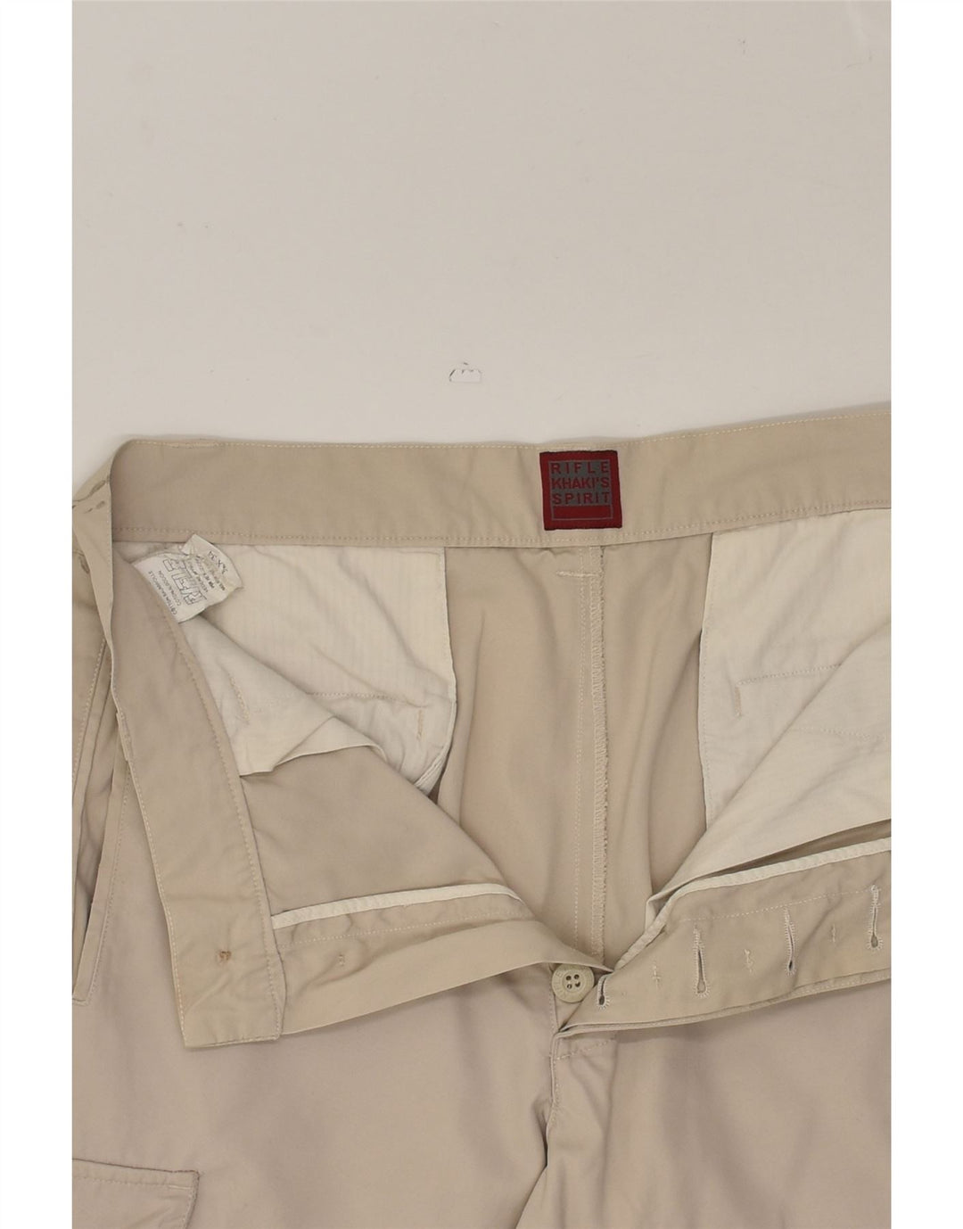 RIFLE Mens Straight Cargo Trousers W33 L34 Beige Cotton | Vintage Rifle | Thrift | Second-Hand Rifle | Used Clothing | Messina Hembry 