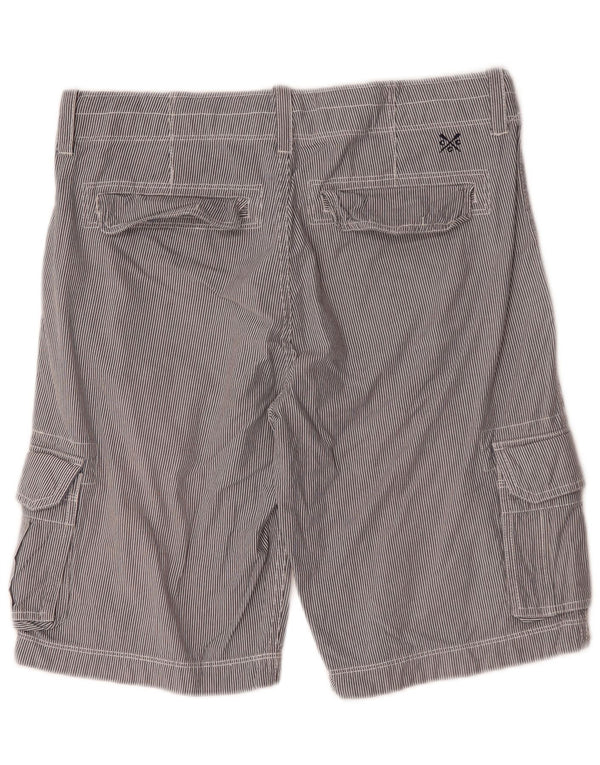 Besætningstøj Herre Cargo Shorts Små W29 Grå nålestribet bomuld