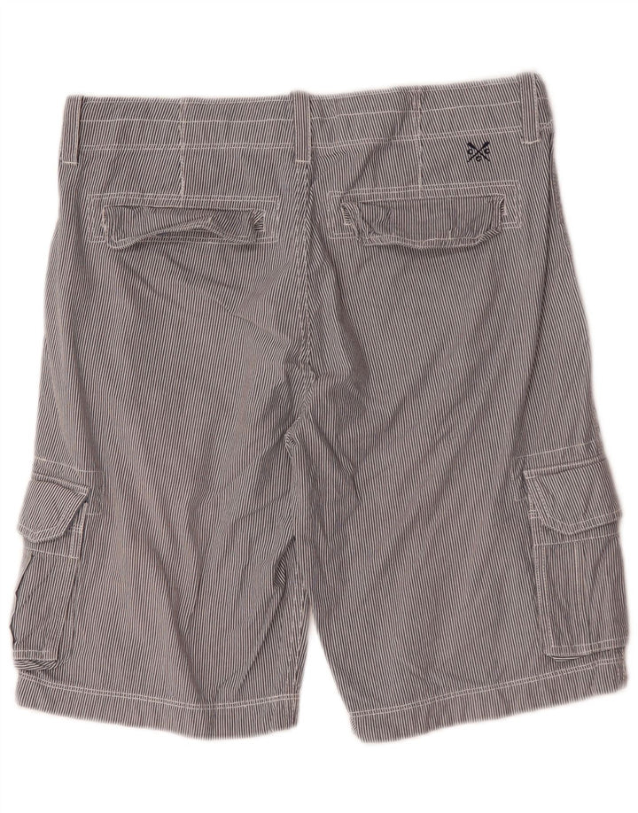 Besætningstøj Herre Cargo Shorts Små W29 Grå nålestribet bomuld