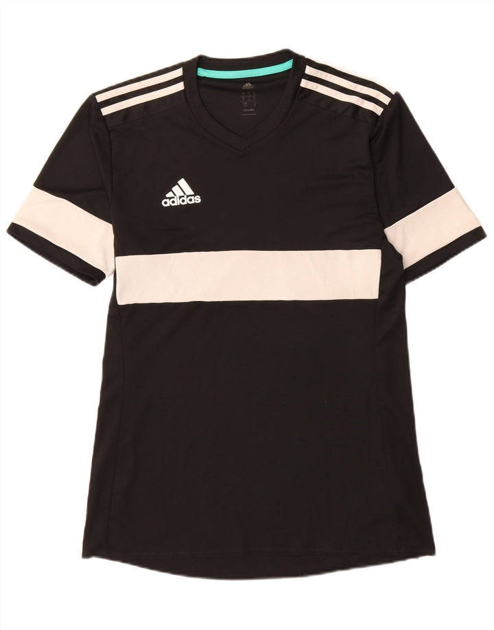 Adidas Herre Climalite T-Shirt Top Lille Sort Colourblock Polyester