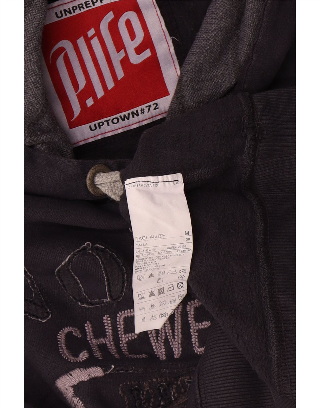 Playlife Herre grafisk hættetrøje Jumper Medium Navyblå Bomuld
