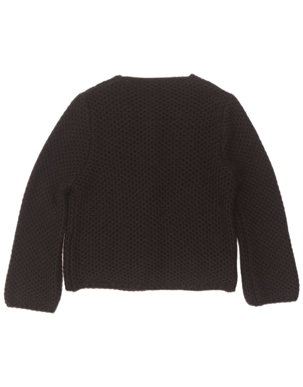 Vintage Dame Open Cardigan Sweater UK 14 Medium Sort Akryl