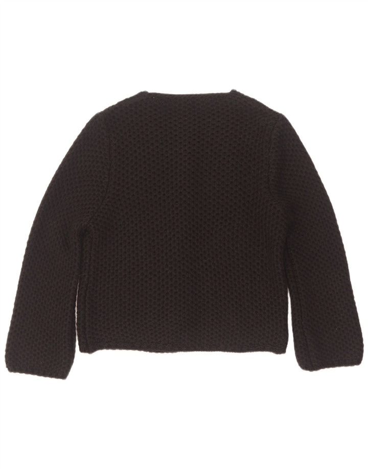 Vintage Dame Open Cardigan Sweater UK 14 Medium Sort Akryl