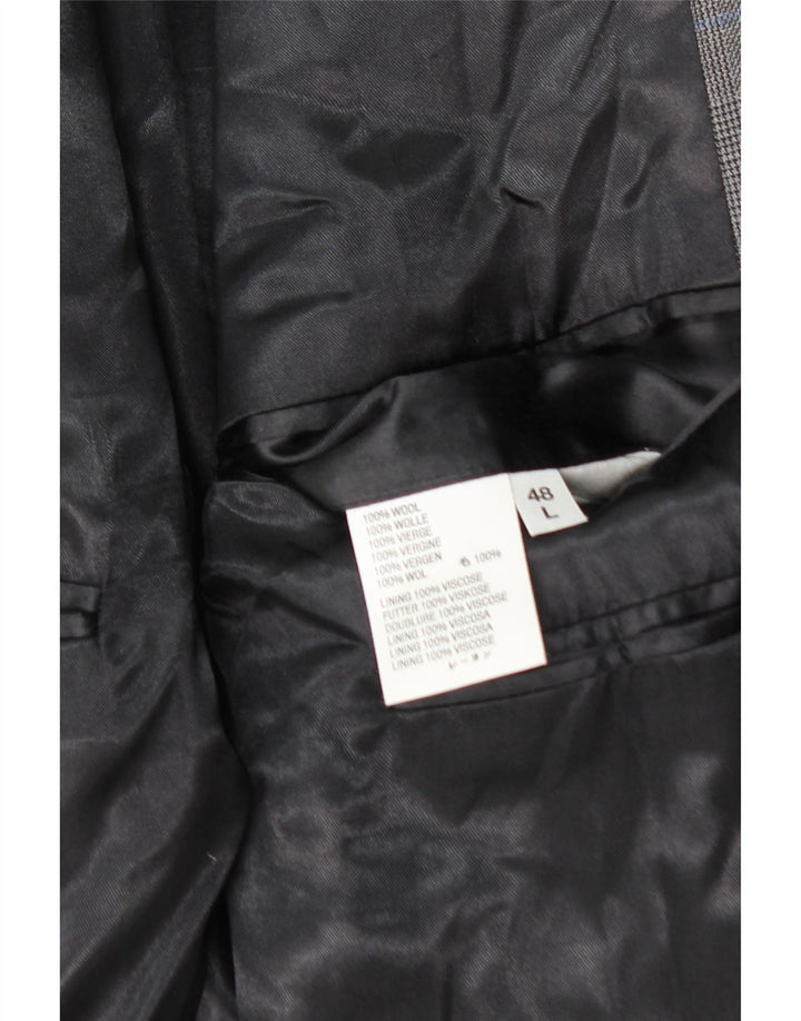 AQUASCUTUM Herre 3-knaps blazerjakke UK 48 4XL Grå ternet uld