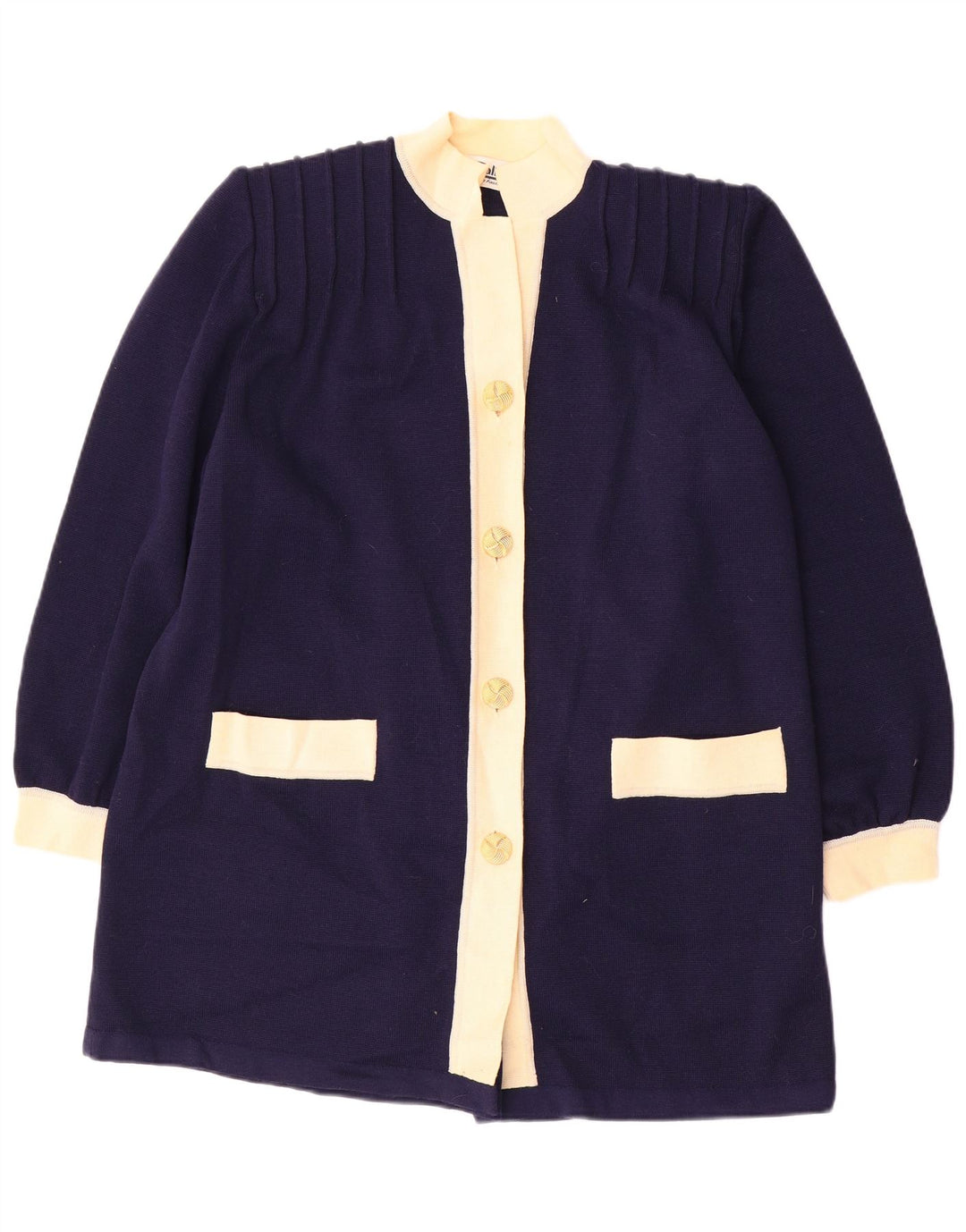 Vintage Dame Longline Oversized Cardigan Sweater IT 46 Large Navy Blue