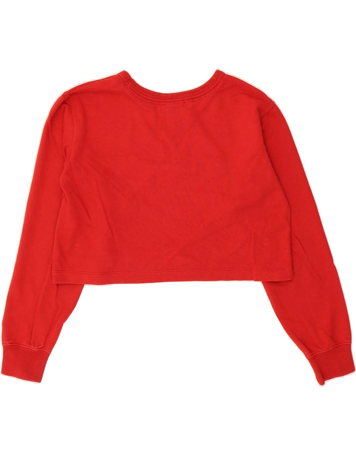 CHAMPION Womens Oversized Crop Graphic Sweatshirt Jumper UK 6 XS Red Vintage Champion and Second-Hand Champion from Messina Hembry 