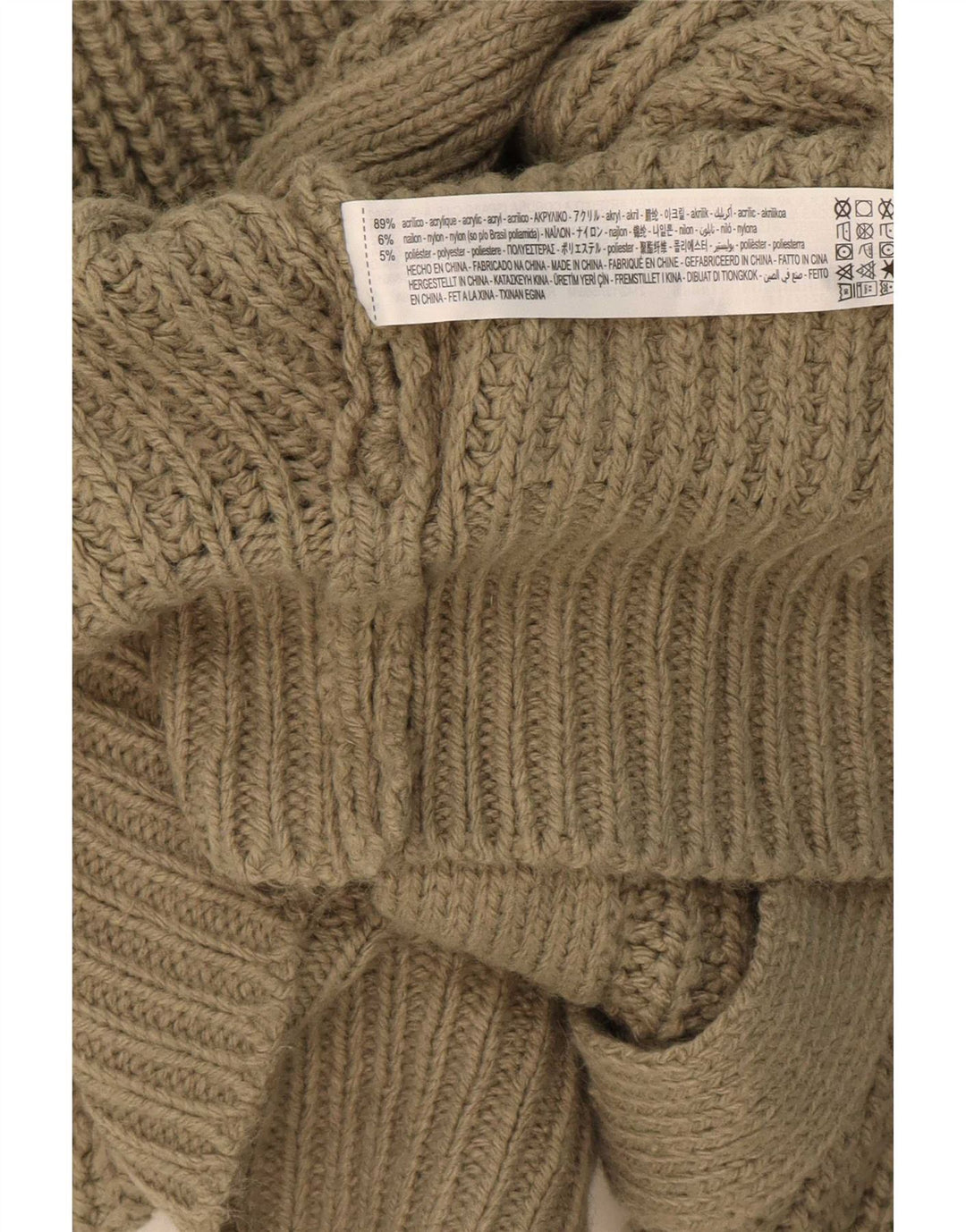 Zara Womens Oversized Crop Wrap Cardigan Sweater UK 14 Medium Khaki Acryl