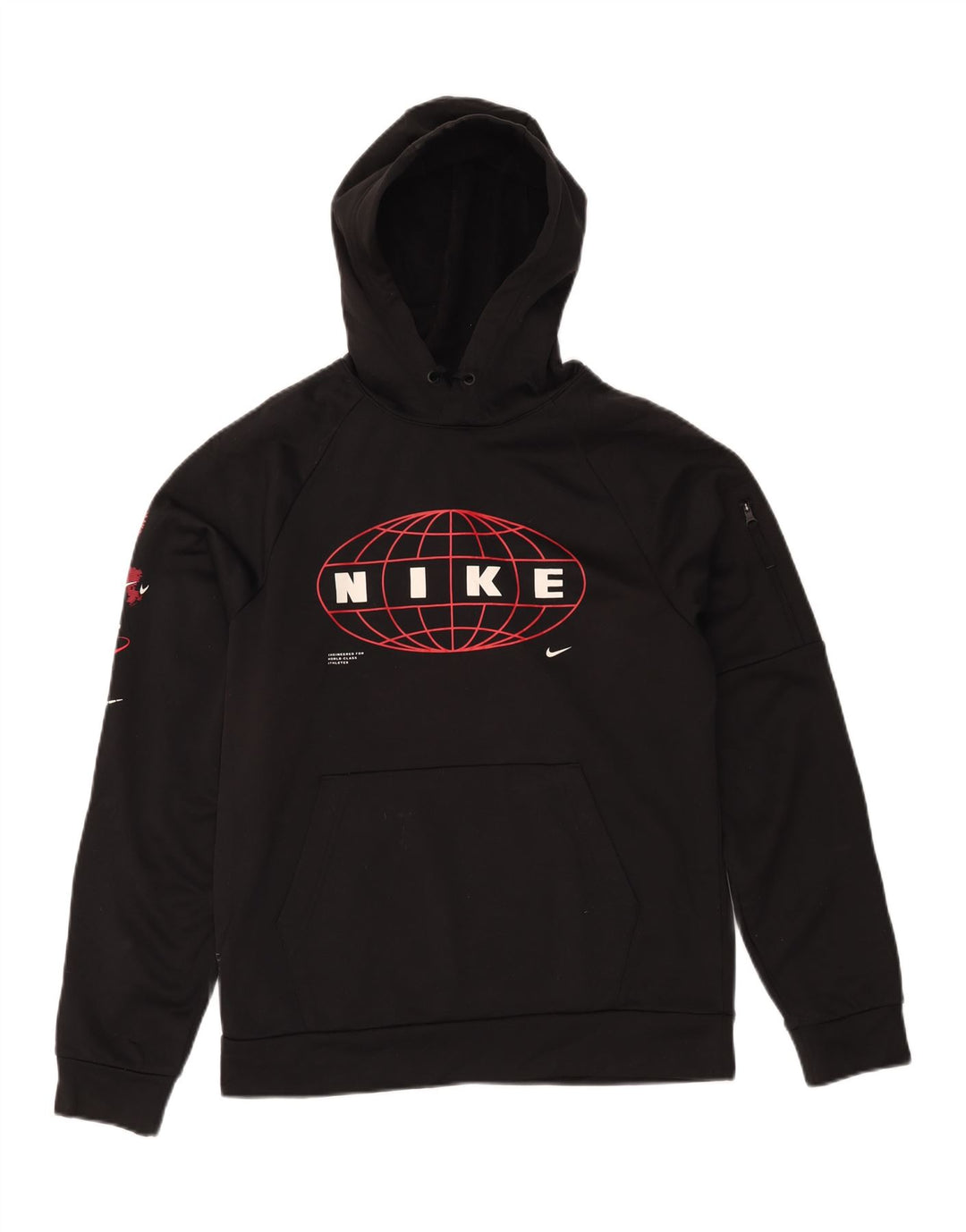 NIKE Mens Therma-Fit Graphic Hoodie Jumper Small Black Polyester Vintage Nike and Second-Hand Nike from Messina Hembry 