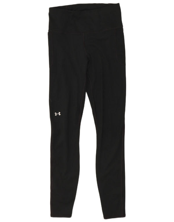 Under Armour Womens Fitted Leggings UK 12 Medium Black Polyester