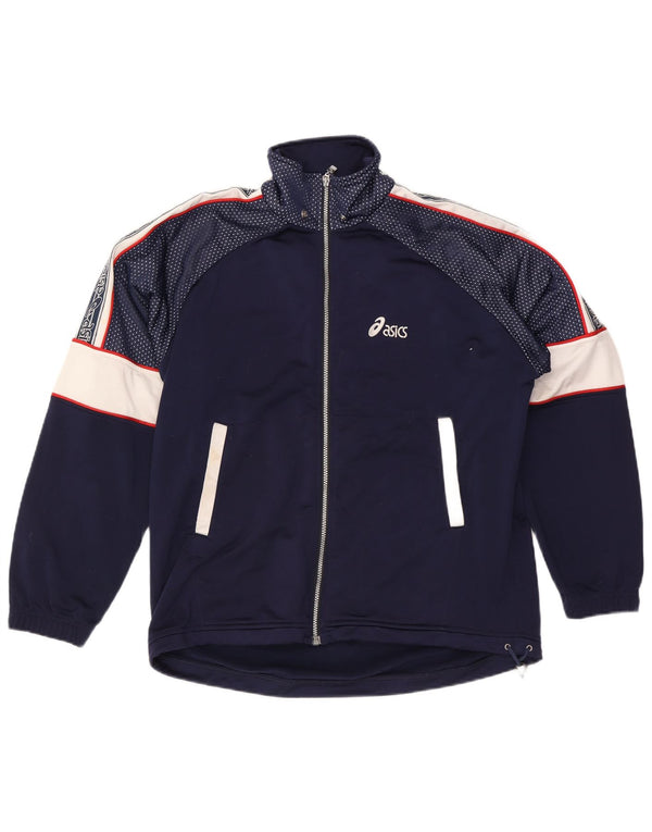 Asics Træningsdragt til mænd Topjakke UK 40 Large Navy Blue Colourblock Polyester