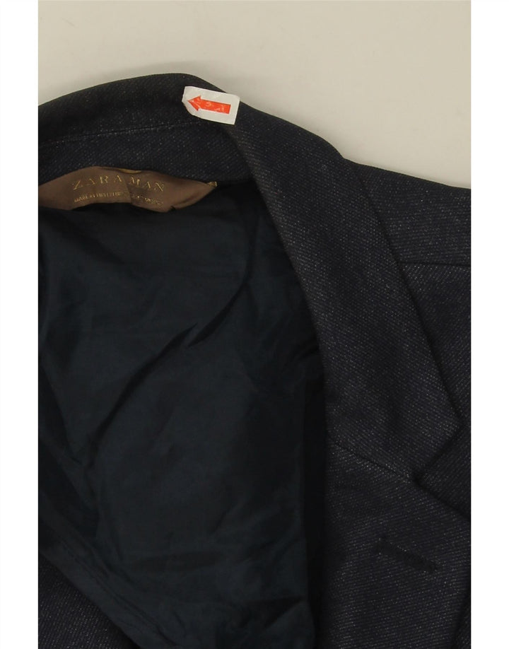 Zara Herre 2-knaps blazerjakke EU 52 Stor marineblå polyester