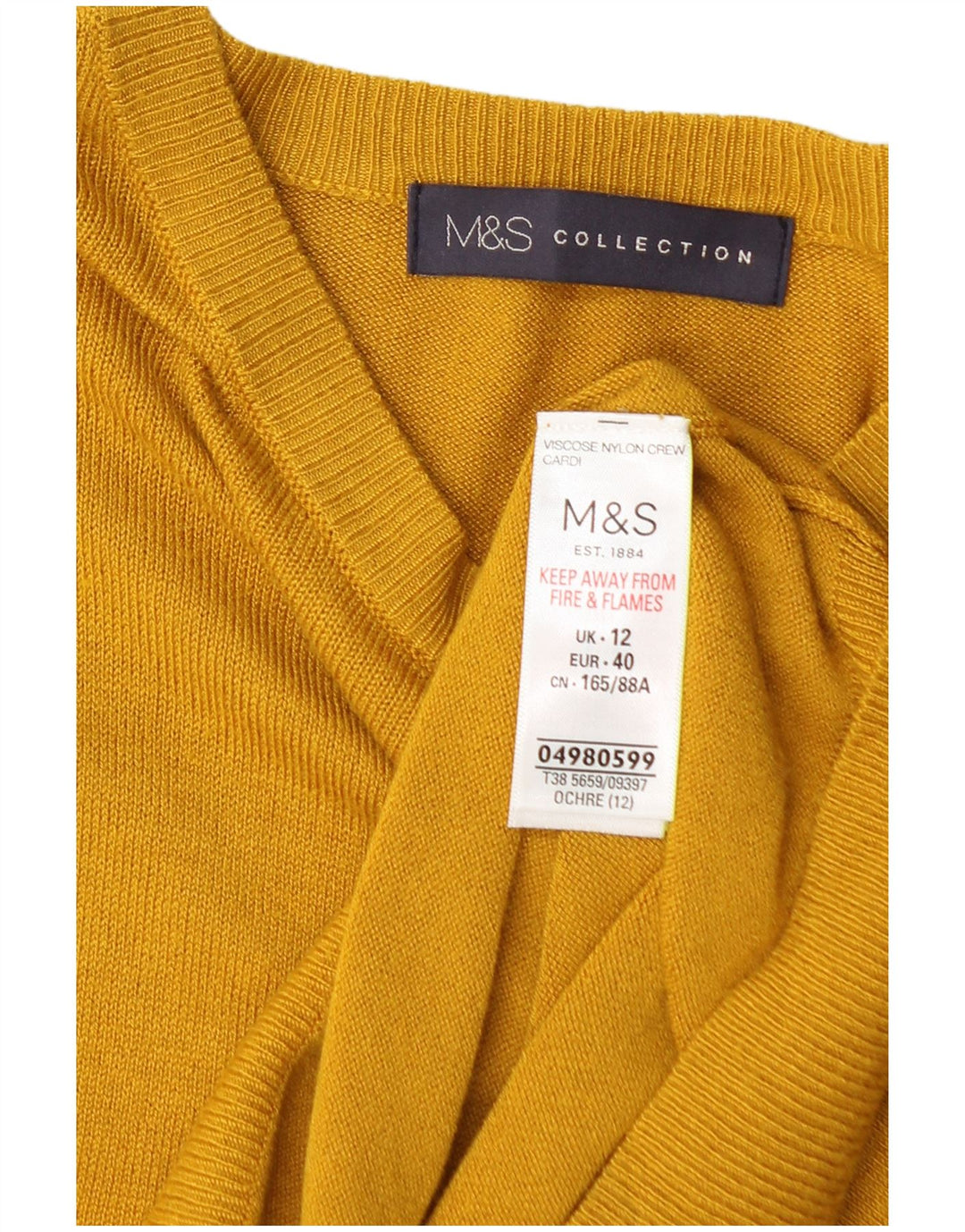 MARKS & SPENCER Dame cardigan sweater UK 12 Medium Yellow Viscose