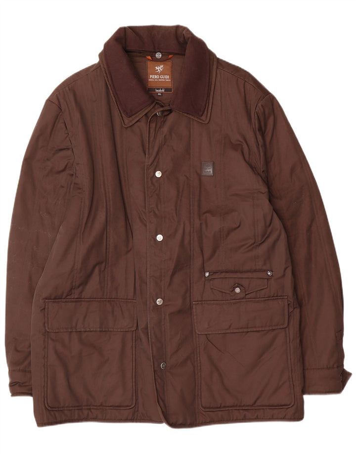 Piero Guidi Herre Utility Jacket UK 46 3XL Brun Bomuld