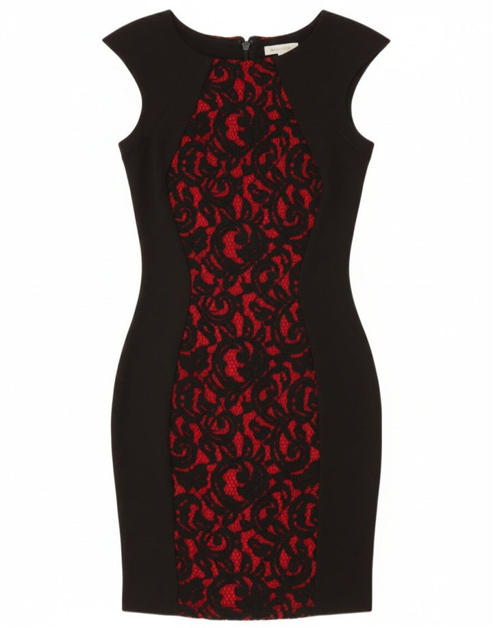 Lipsy Womens Lace Sheath Dress UK 6 Small Black Colourblock Polyester