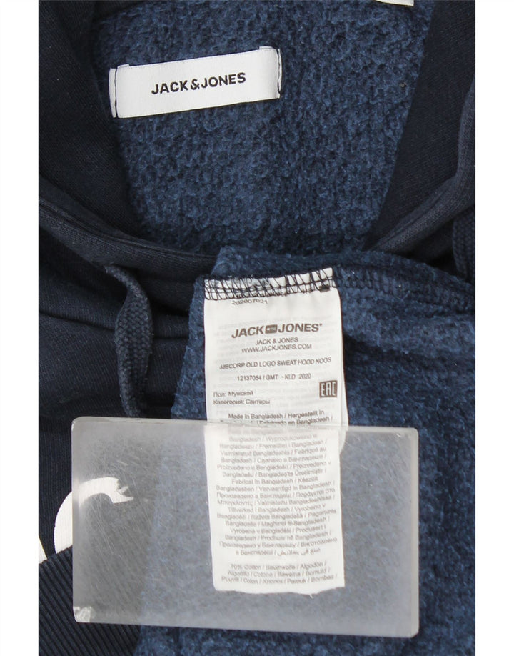 JACK & JONES Grafisk hættetrøje til mænd mellem marineblå bomuld