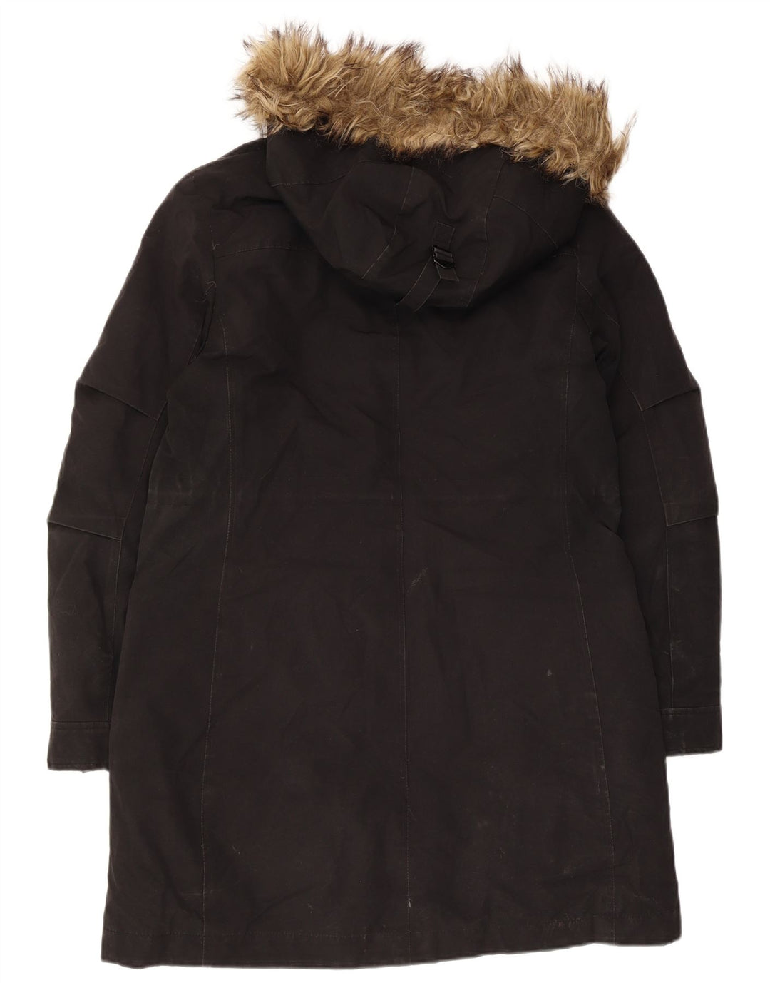 Marks & Spencer Overfrakke med hætte til kvinder UK 12 Medium Sort Polyester