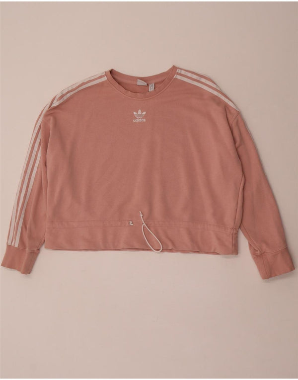 Adidas Womens Crop Sweatshirt Jumper UK 22 3XL Pink Bomuld