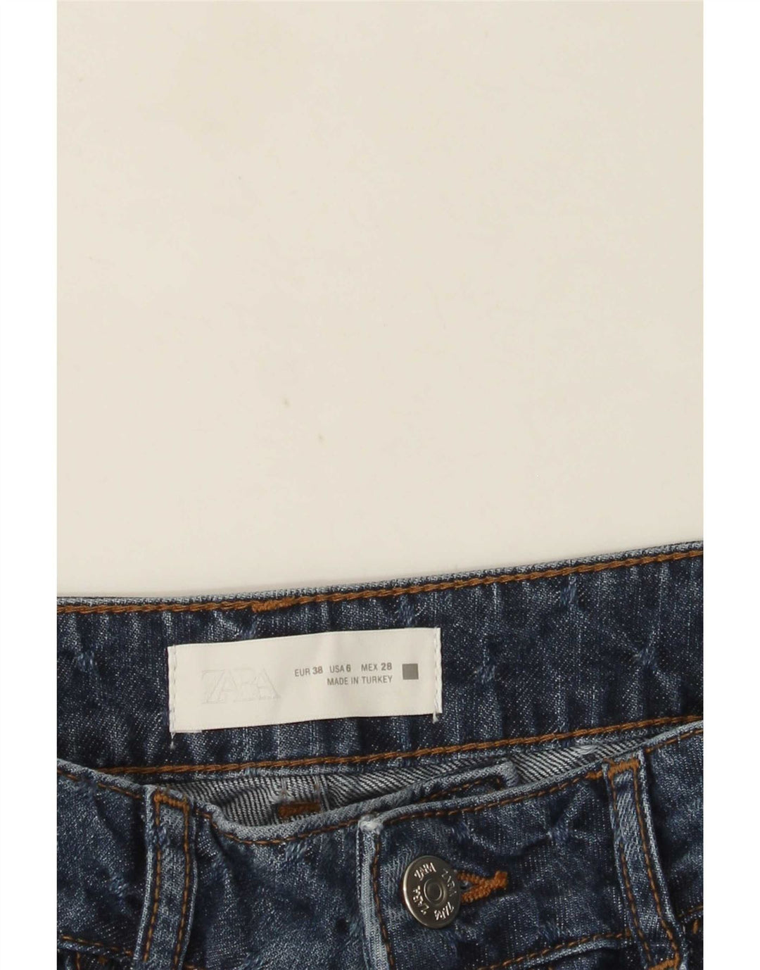 Zara Dame Straight Jeans EU 38 Small W28 L28 Blue Spotted
