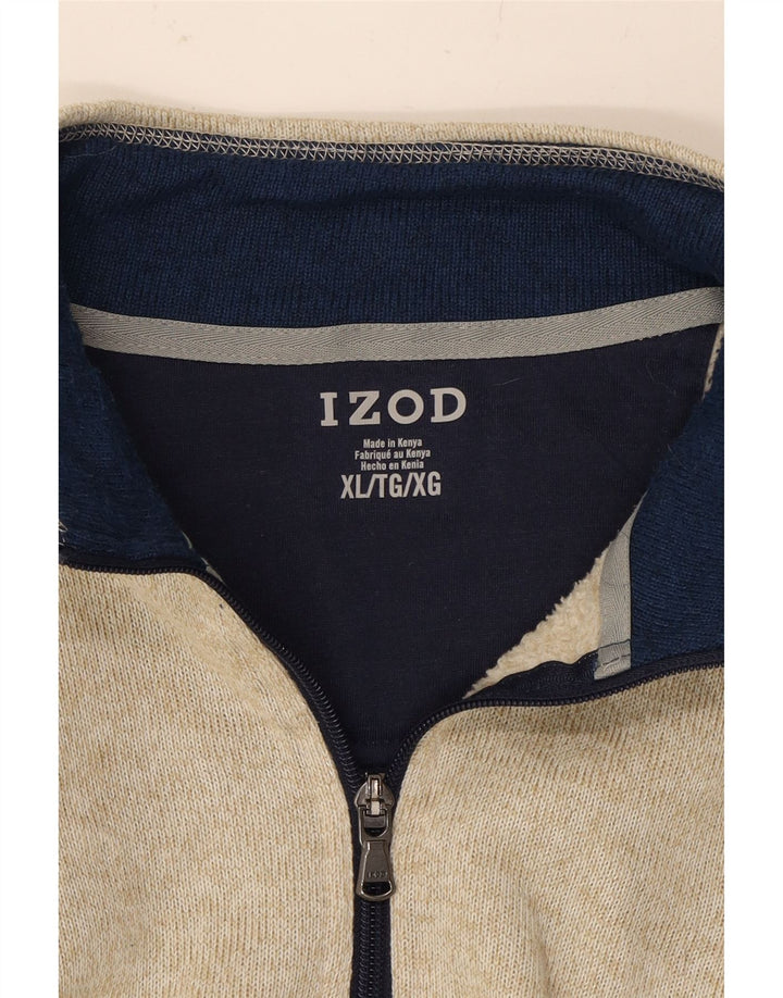 IZOD Mens Zip Neck Sweatshirt Jumper XL Beige Polyester Vintage Izod and Second-Hand Izod from Messina Hembry 