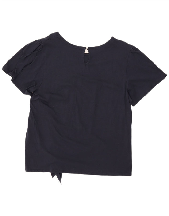 NAUTICA Dame Front Tie Bluse Top UK 18 XL Navy Blue Bomuld