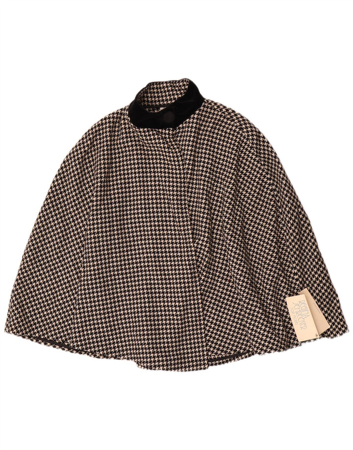 Regina Schrecker Poncho-frakke til kvinder IT 42 Medium Black Houndstooth Uld