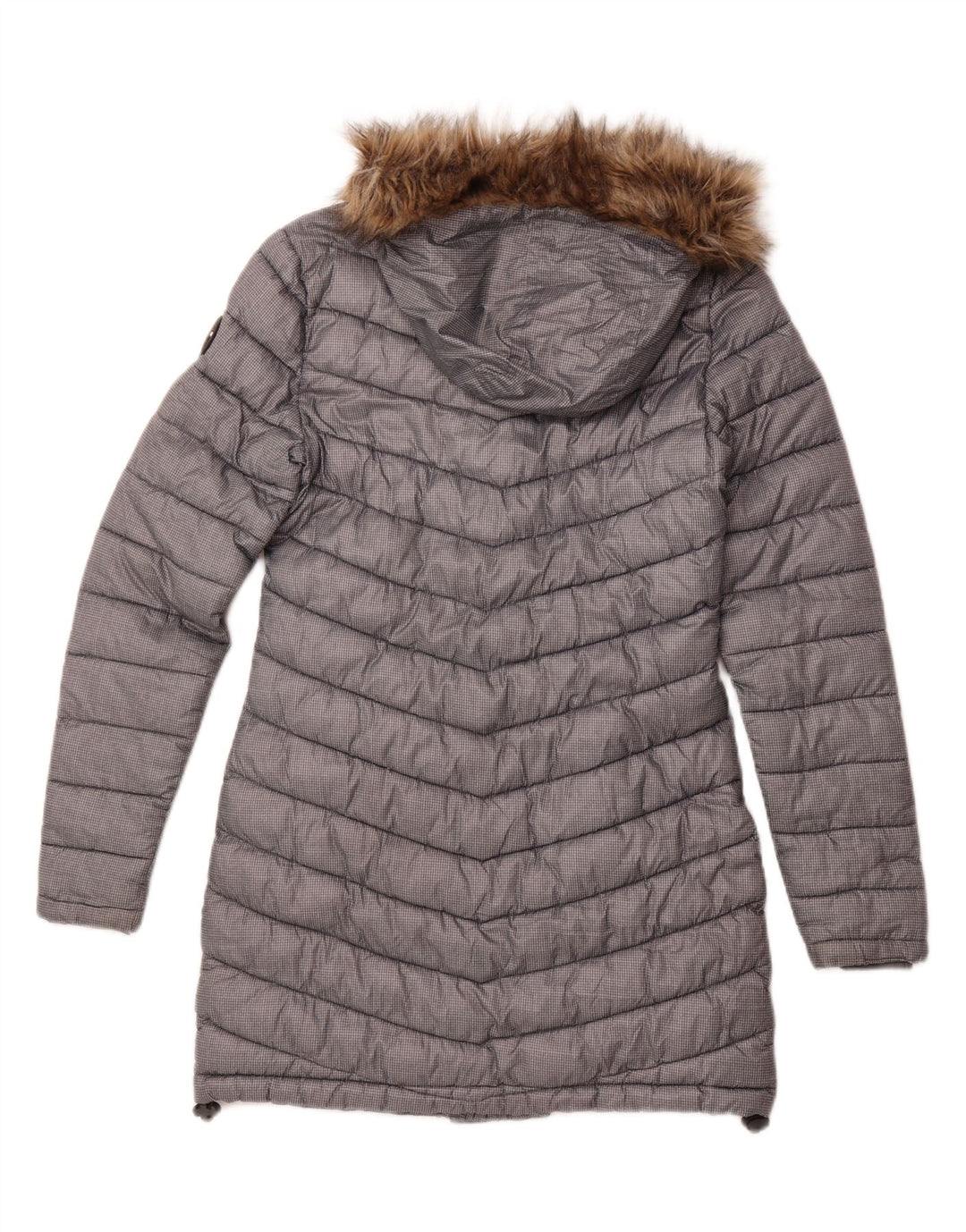 SUPERDRY Womens Hooded Padded Coat UK 10 Small Grey Polyester