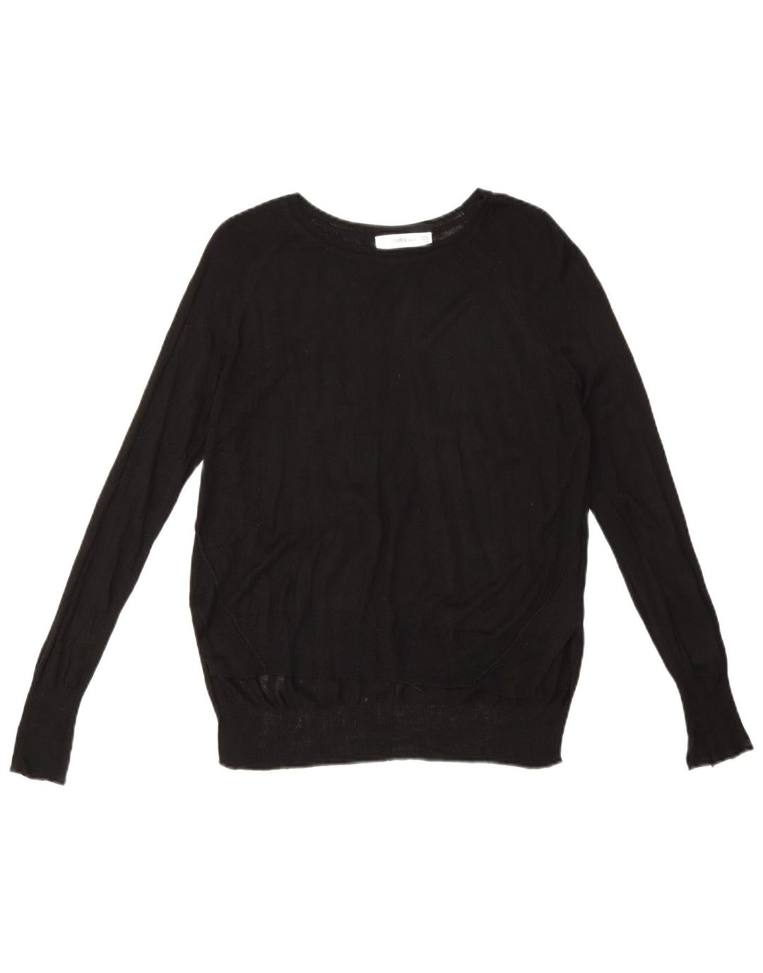 Zara Dame Boat Neck Jumper Sweater UK 10 Small Black Viscose