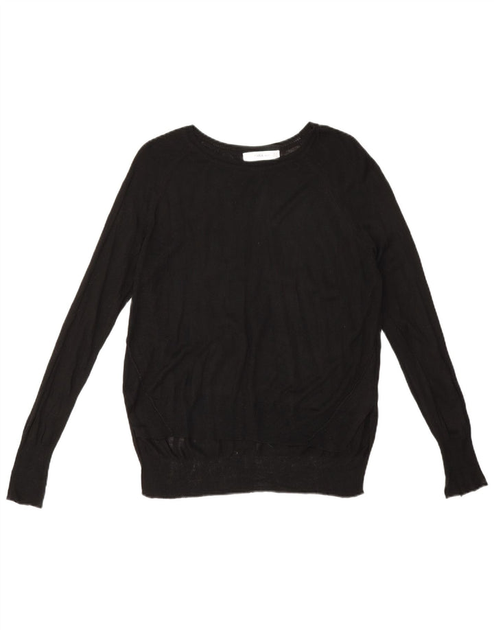 Zara Dame Boat Neck Jumper Sweater UK 10 Small Black Viscose