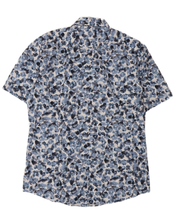 Hugo Boss Herre Stretch Kortærmet Skjorte Størrelse 43 17 XL Blue Floral