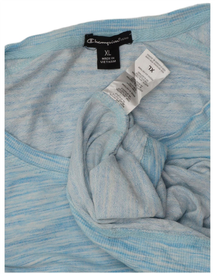 Champion Dame Top Langærmet UK 18 XL Blå Flecked Rayon