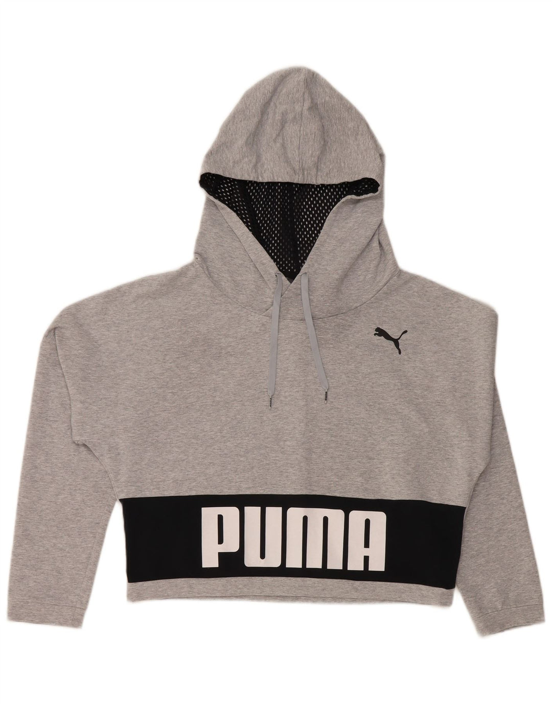 PUMA Oversized Crop hættetrøjetrøje til kvinder UK 12 Medium Grey Colourblock