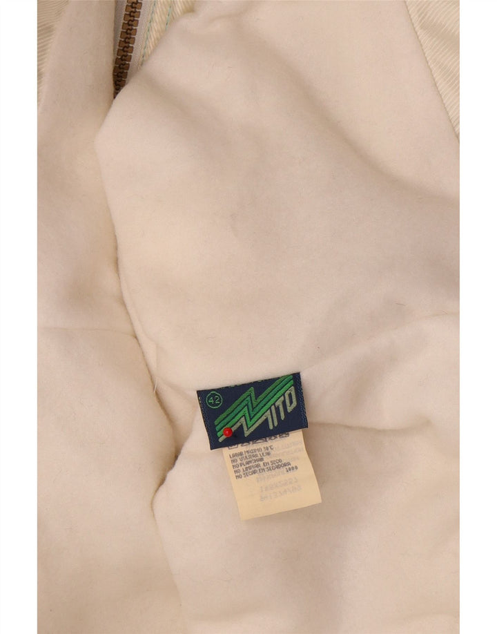 Vintage skijakke med hætte til kvinder EU 42 Large Blue Colourblock Polyester