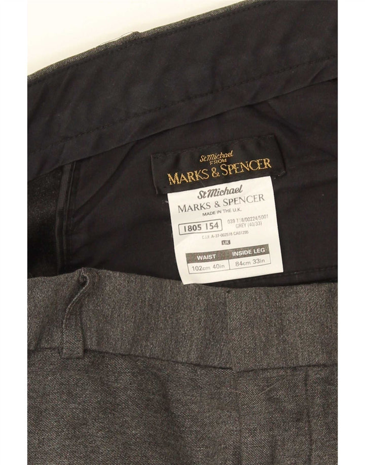 Marks & Spencer Straight Casual Bukser til mænd W40 L33 Grå Viscose