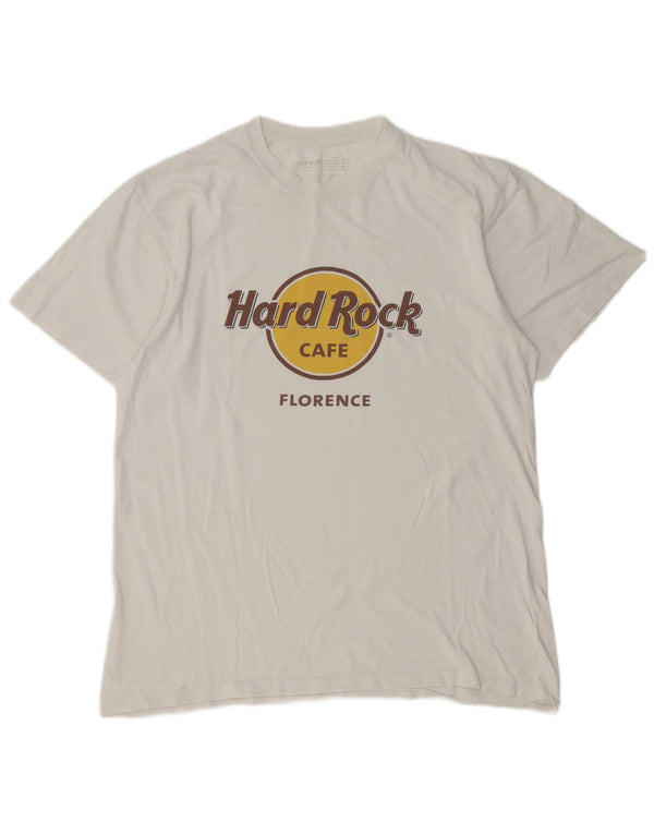 Hard Rock Cafe Herre Florence Grafisk T-Shirt Top Stor Hvid Bomuld