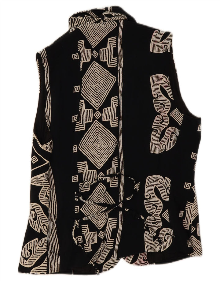 Vintage damevest UK 8 Small Black Geometric