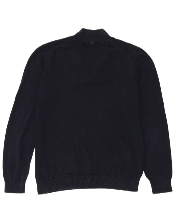 Besætningstøj Herre Zip Neck Jumper Sweater Medium Navyblå Bomuld