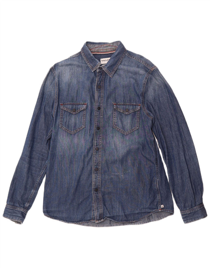 Timberland Herre Slim Fit denimskjorte Stor blå bomuld