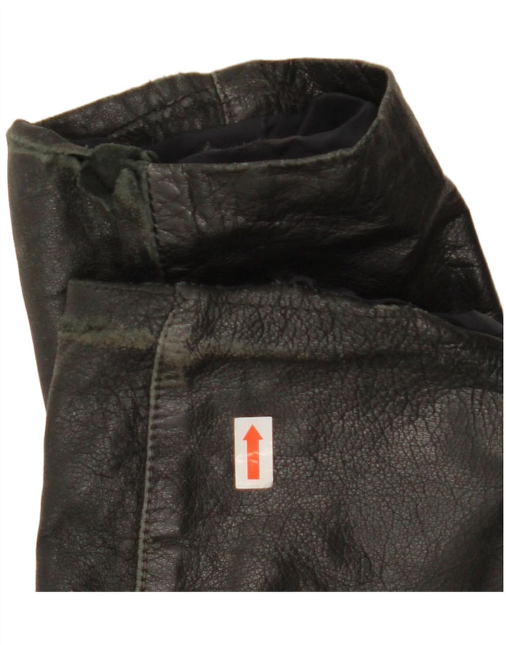 Vintage Dame Crop Læderjakke IT 44 Medium Sort