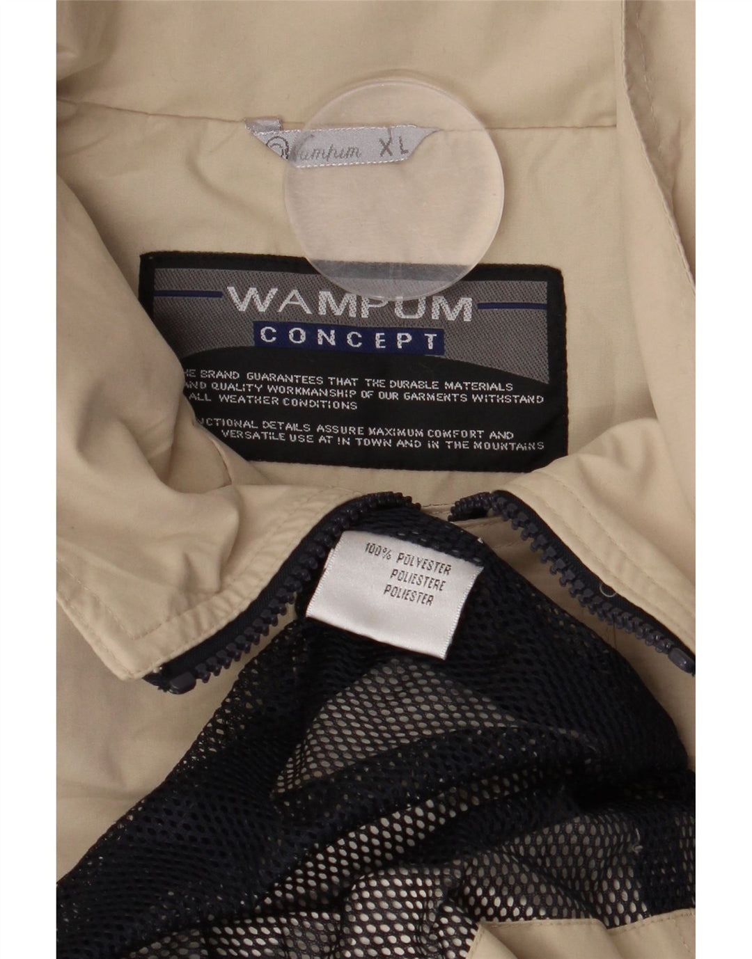 WAMPUM Regnjakke med hætte til mænd UK 42 XL Beige Polyester