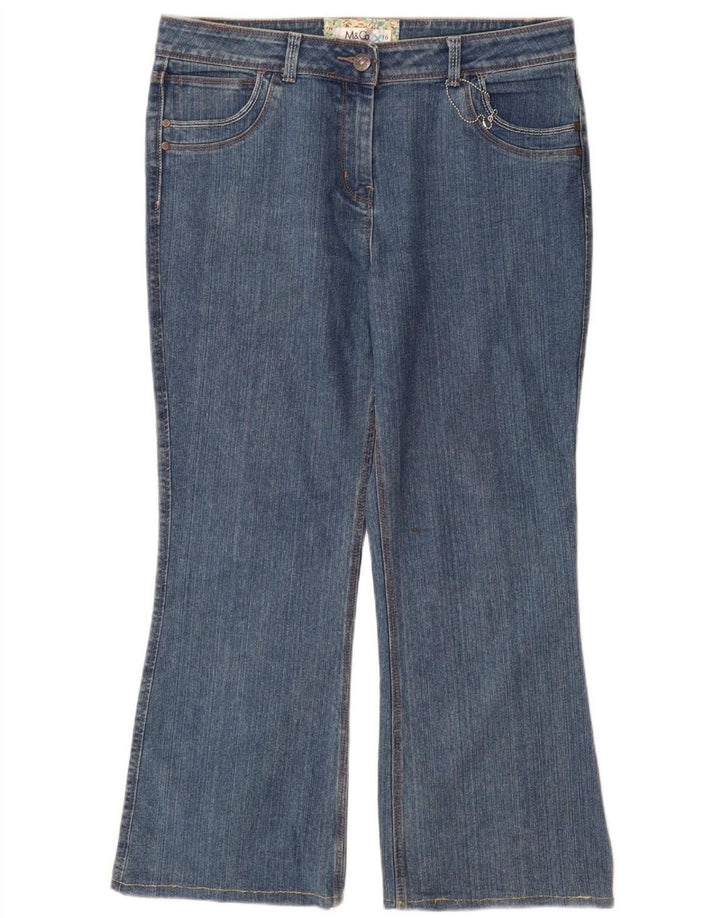 M&Co Dame Bootcut Jeans UK 16 Large W34 L29 Blue Cotton